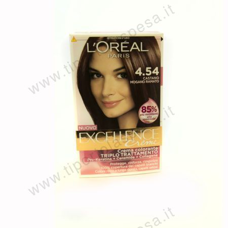 Colorante Excellence L'oreal castano mogano ramato nr.4.54