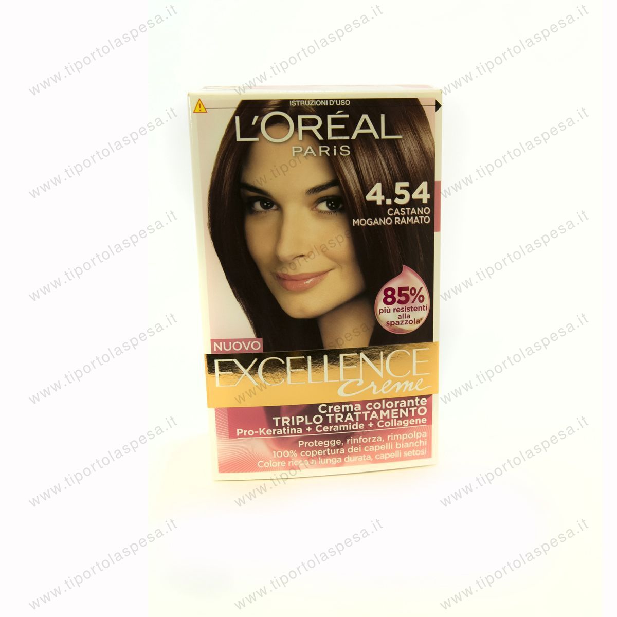 Colorante Excellence L'oreal castano mogano ramato nr.4.54