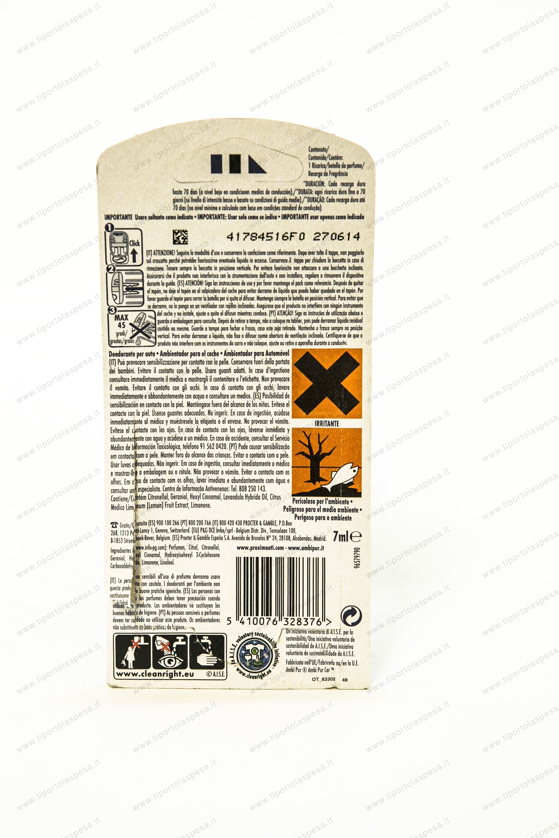 Deodorante auto naturale ricarica Ambipur car - immagine 2