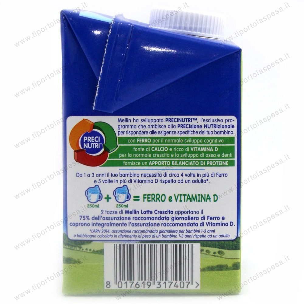 Mellin Latte Crescita 4, Da 2 A 3 Anni, 800g (2x400g), Formula A Base Di Latte Scremato