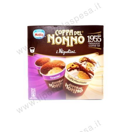 Coppa del nonno i nipotini tiramisù o caffé macchiato Motta