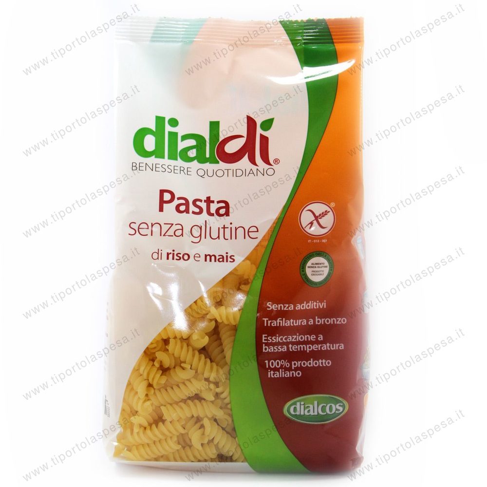 Pasta di riso e mais fusilli Dialdì no glutine, vegano gr.500