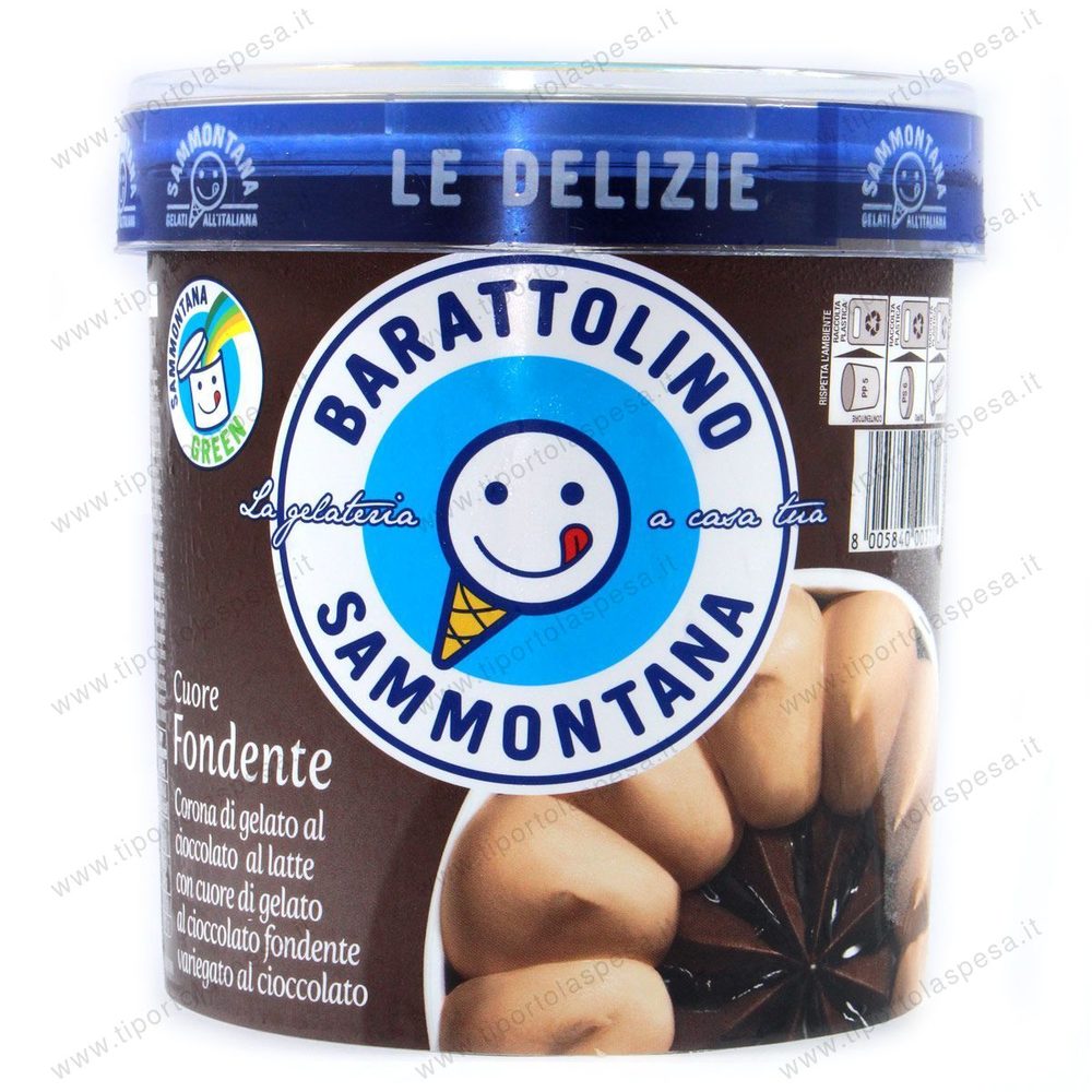 Gelato barattolino cioccolato al latte cuore fondente Sammontana
