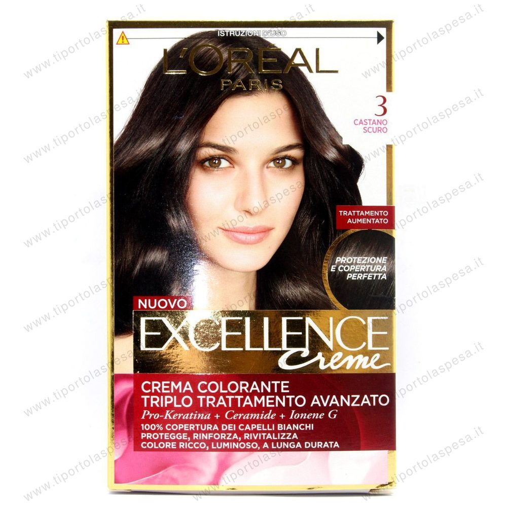 Crema colorante excellence Loreal n.3 castano scuro