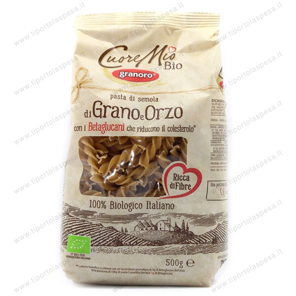 Pasta semola fusilli grano e orzo cuore mio Granoro