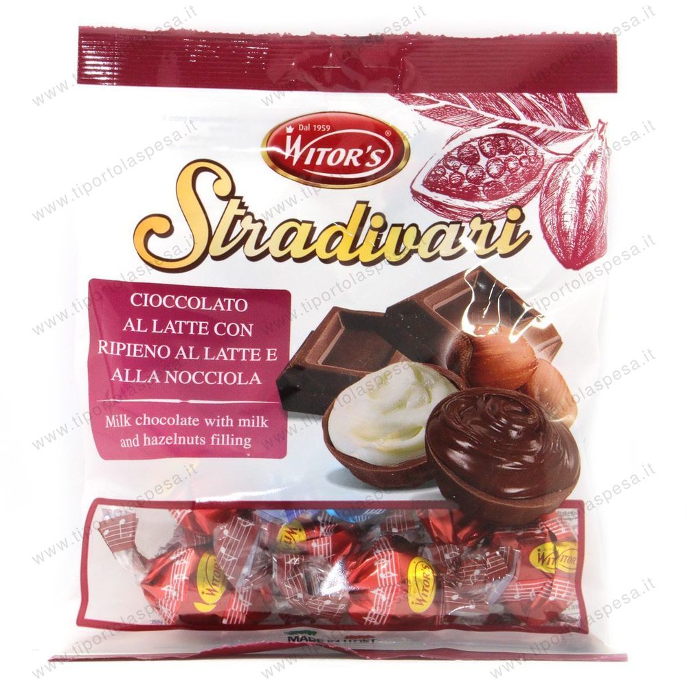 Praline Stradivari cioccolato al latte con ripieno al latte e nocciola Witor's gr.125