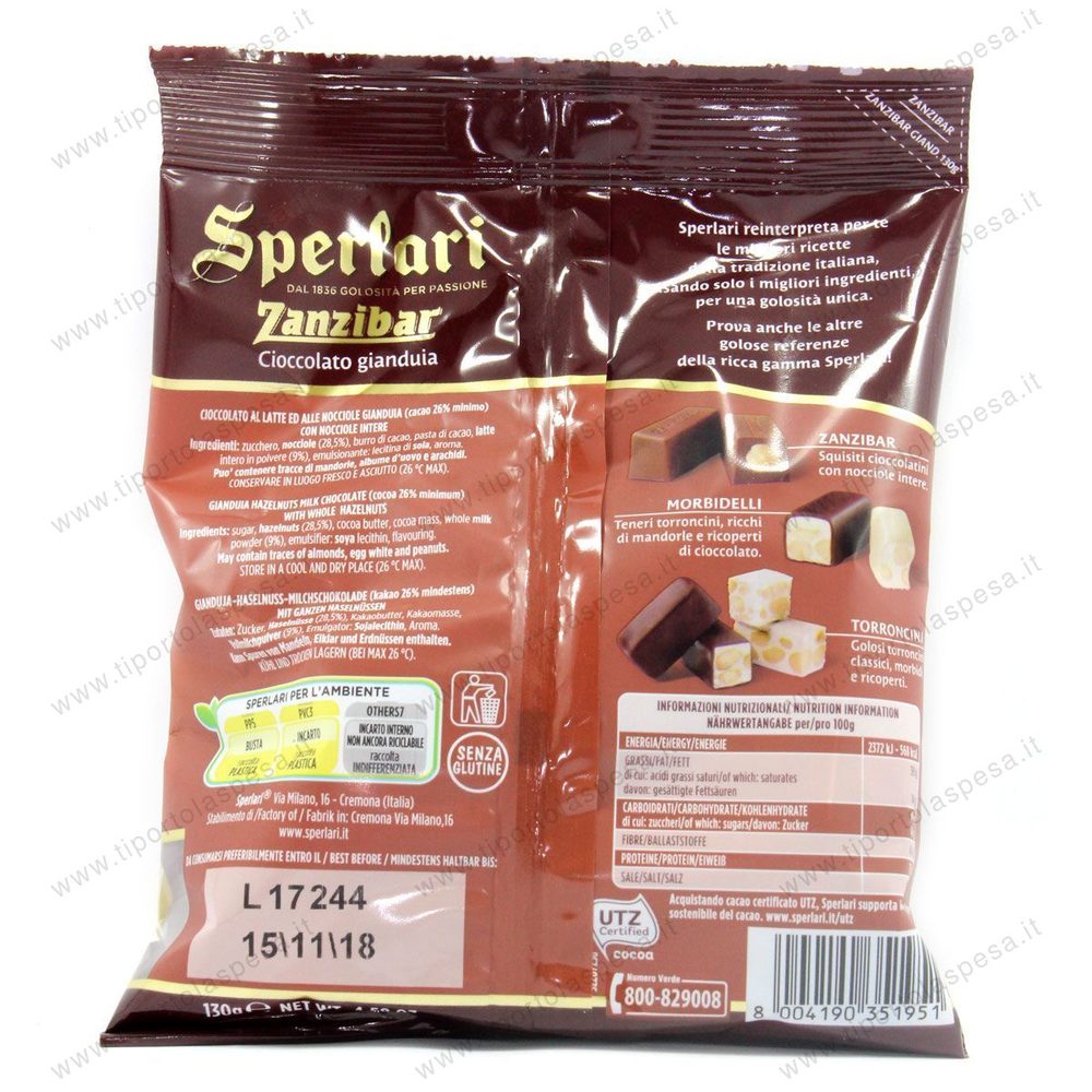 Torroncini Zanzibar Sperlari cioccolato e gianduia - immagine 2