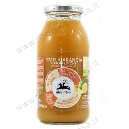 Succo frutta mela,arancia,carota e limone bottiglia Bio Alce Nero lt.0,50