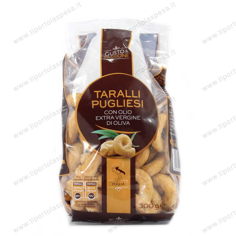 Taralli pugliesi con olio extra vergine oliva linea Gusto & Passione gr.300