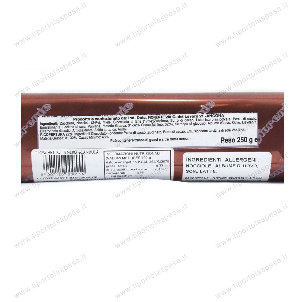 Torrone Fiorente tronchetto tenero gianduia ricoperto fondente gr.250 - immagine 3