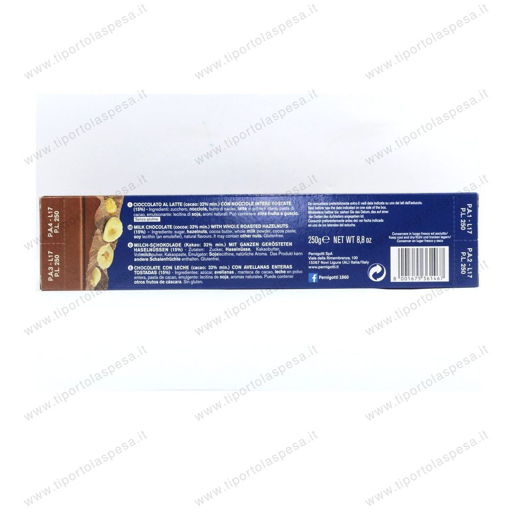 Torrone pepitas cioccolato al latte nocciole intere gr.250 - immagine 2