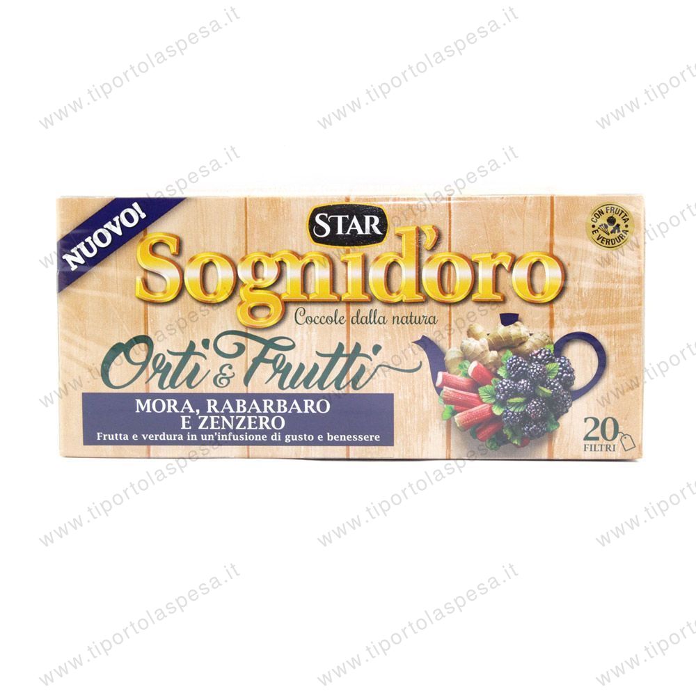Tisana Sogni d'Oro Star Orti e Frutti con mora,rabarbaro e zenzero x 20