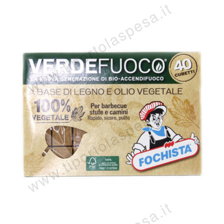Accendifuoco verde Bio Fochista 100% vegetale 40 cubetti
