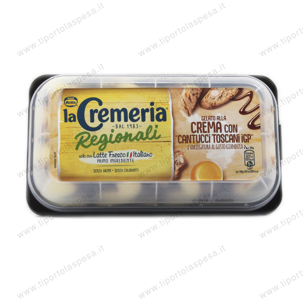 Vaschetta gelato crema con cantucci toscani igp La Cemeria gr.500