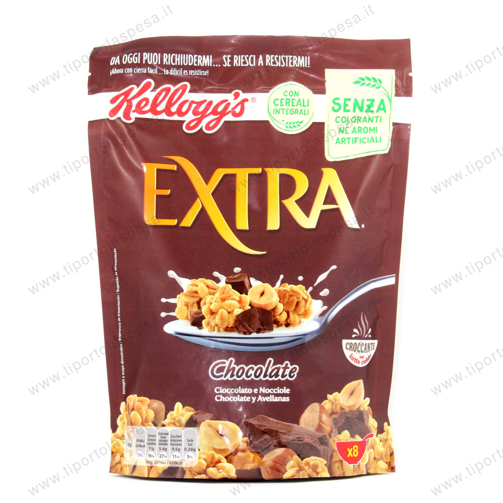 Cereali Kelloggs extra cioccolato nocciola gr.375
