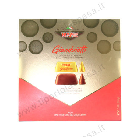 Confezione cioccolatini gianduiotti e nocciole Novi gr.150
