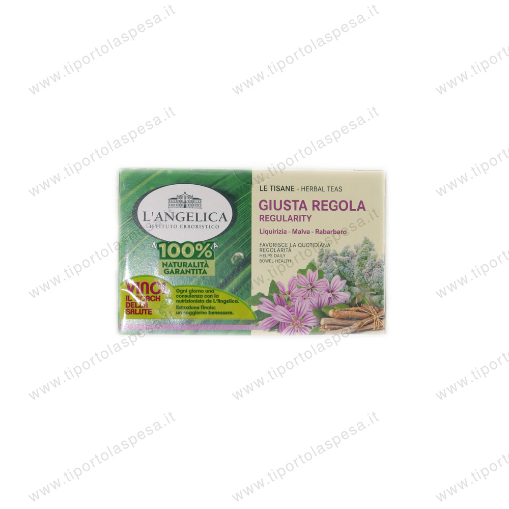 Tisana giusta regola liquirizia, malva e rabarbaro L'Angelica 20 filtri