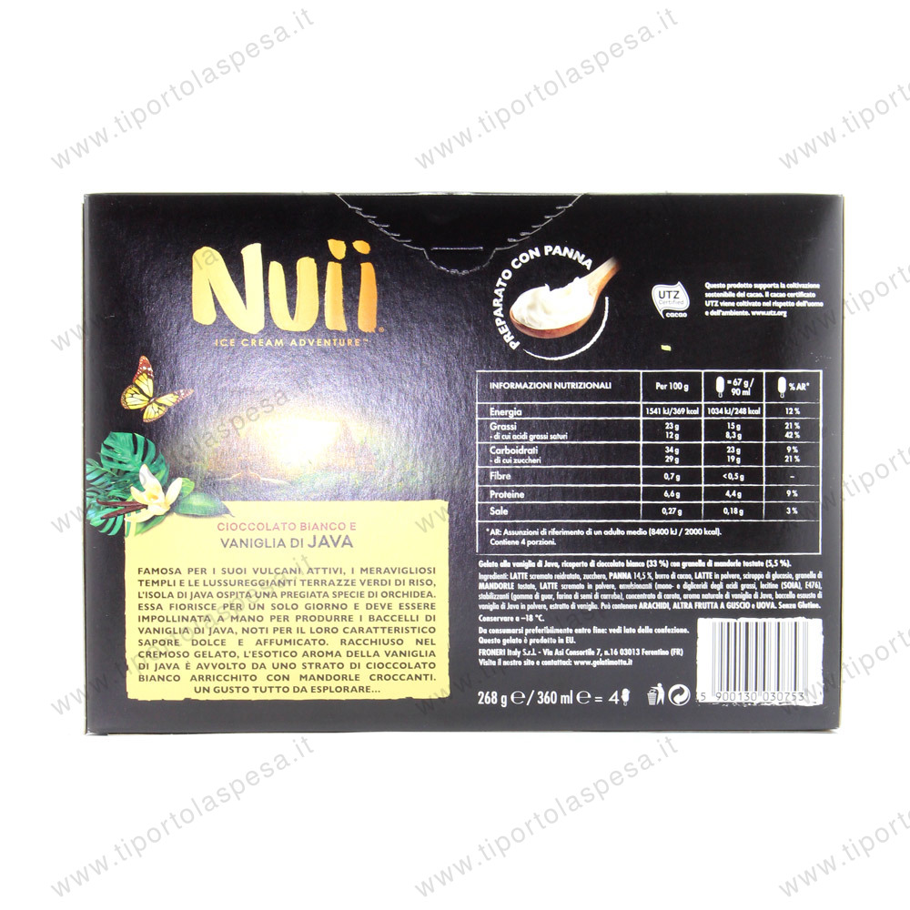 Gelato Nuii con cioccolato bianco e vaniglia di java x 4 gr.268 - immagine 2
