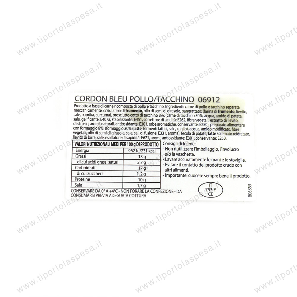 Cordon Bleu pollo con pollo e tacchino Martini  gr.880 - immagine 2
