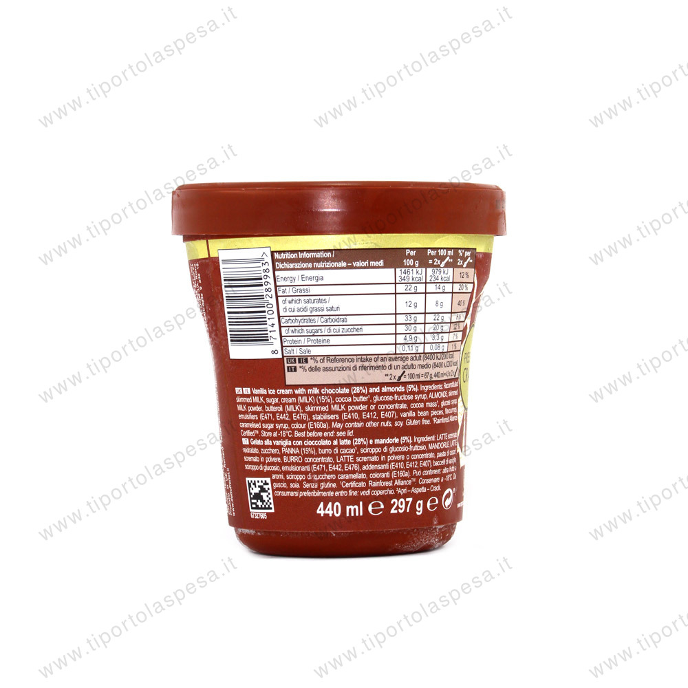 Vaschetta gelato Magnum Almond alla vaniglia, cioccolato e mandorle gr.297 - immagine 2