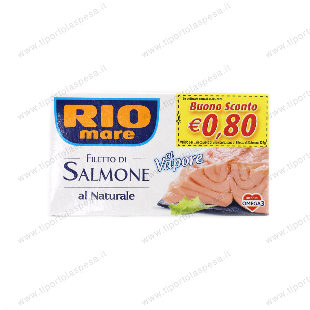 Filetto di salmone al naturale Rio Mare gr.125 - www.tiportolaspesa.it