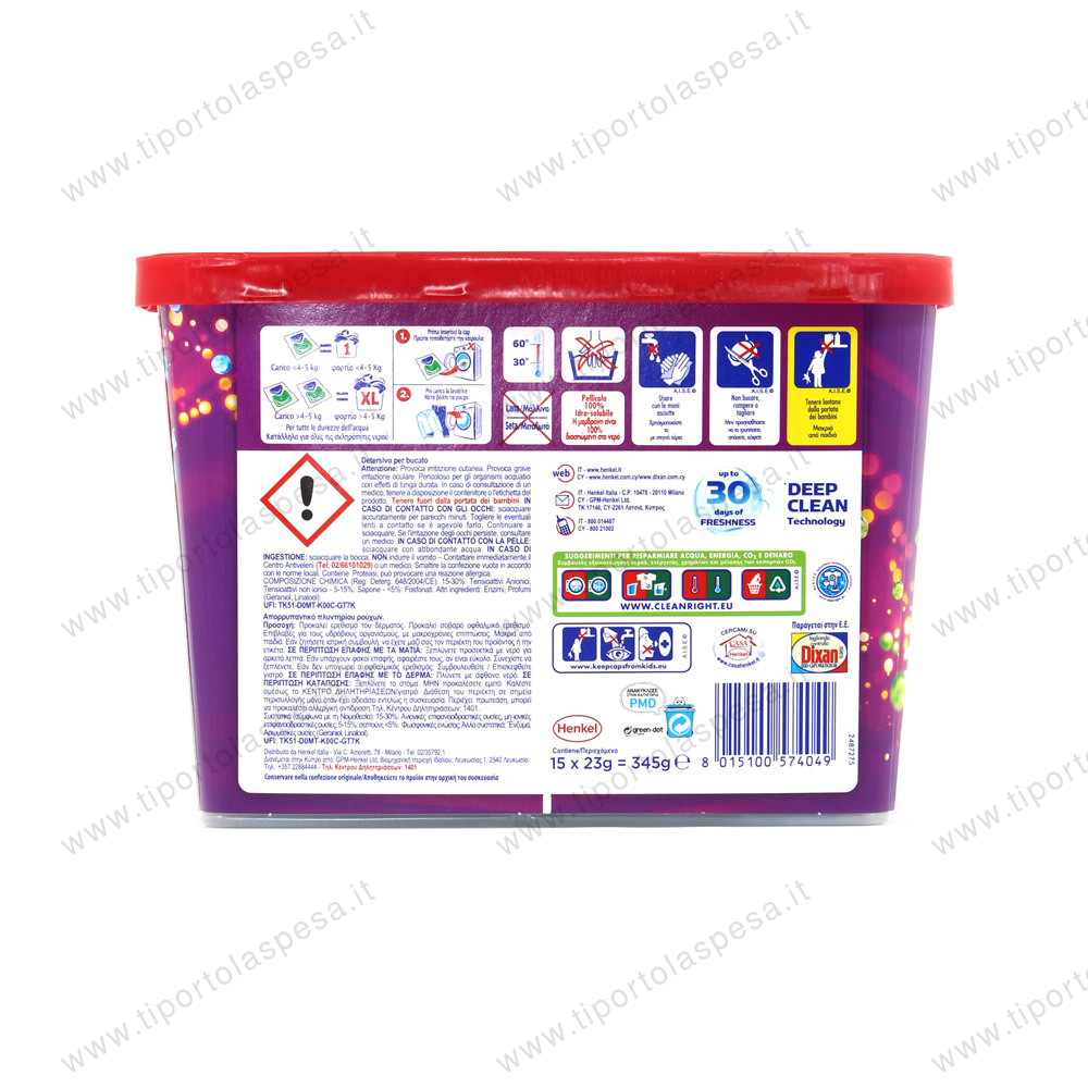 Detersivo Duo caps Dixan multicolor x 15 lavaggi gr.345 - immagine 2