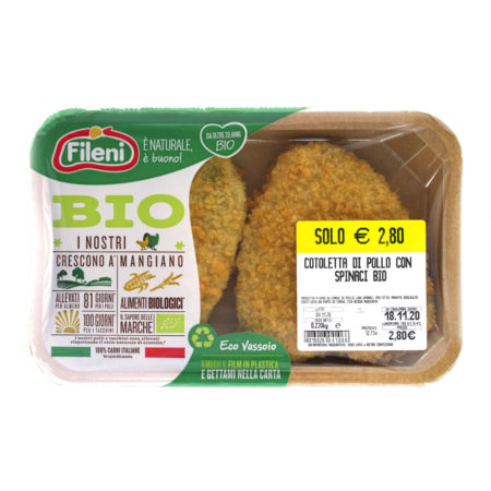 Cotoletta pollo e spinaci BIO Fileni gr.220