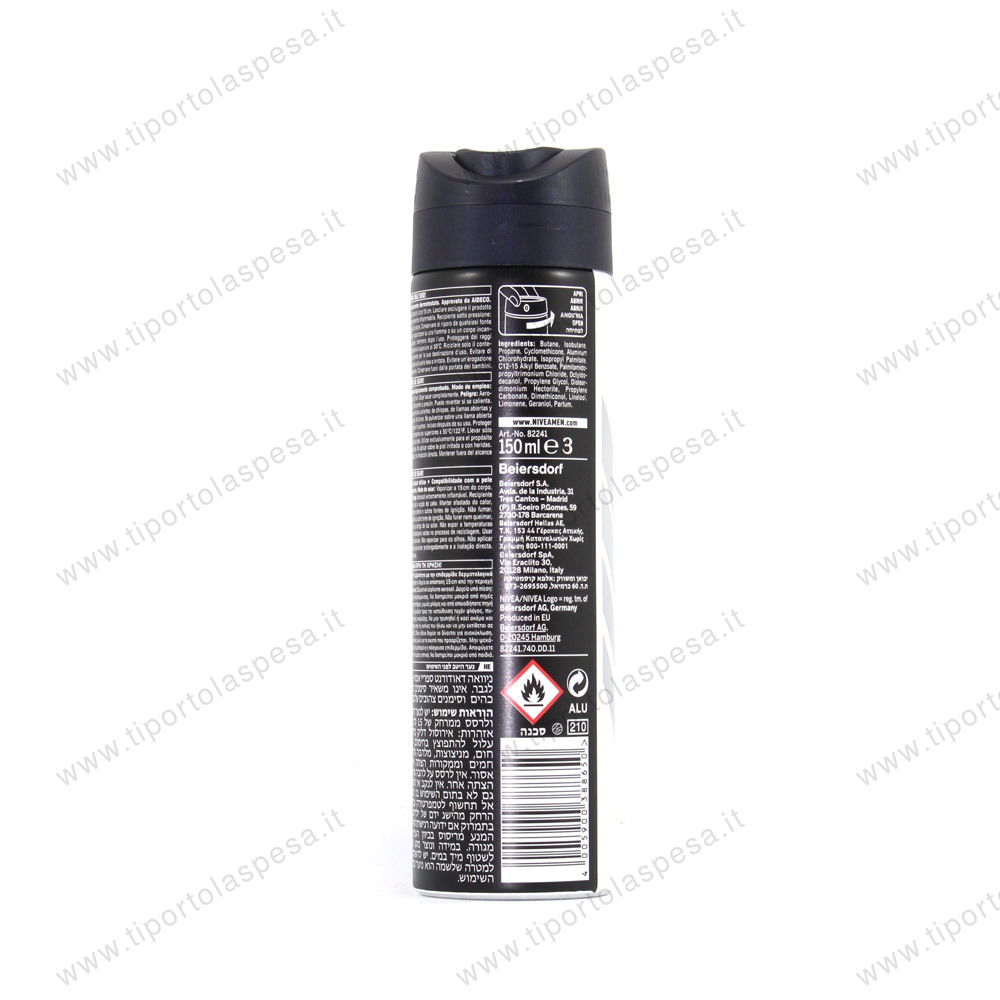 Deodorante spray black & white invisible original Nivea men ml.150 - immagine 2