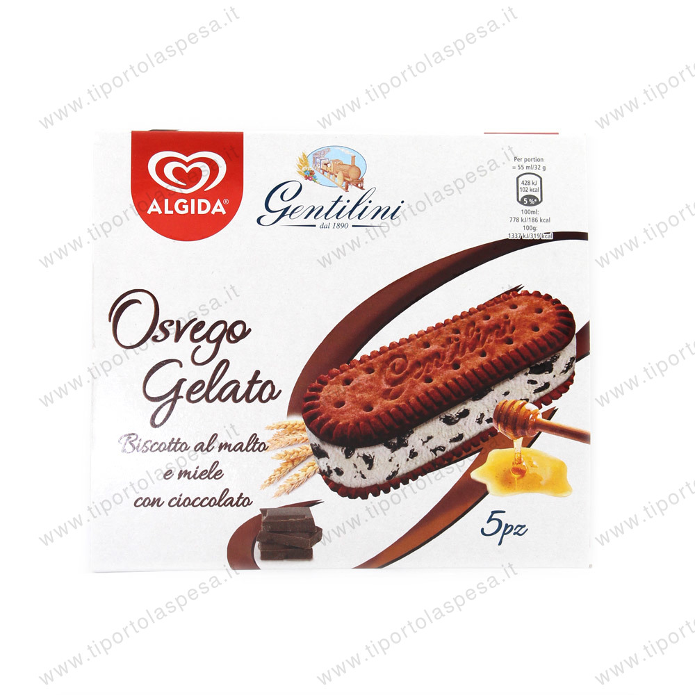 Gelato osvego Gentilini Algida x 5 malto miele e cioccolato gr.160