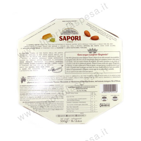 Panforte Sapori margherita mandorle intere scorze arancia melone e cedro canditi gr.500 - immagine 2