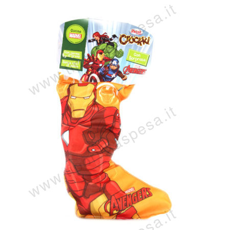 Calze Befana Zaini con nocciole e cacao con cereali croccanti crokki Avengers gr.168