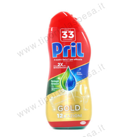 Detersivo liquido lavastoviglie gel Pril gold sgrassatore 33 lavaggi ml.600