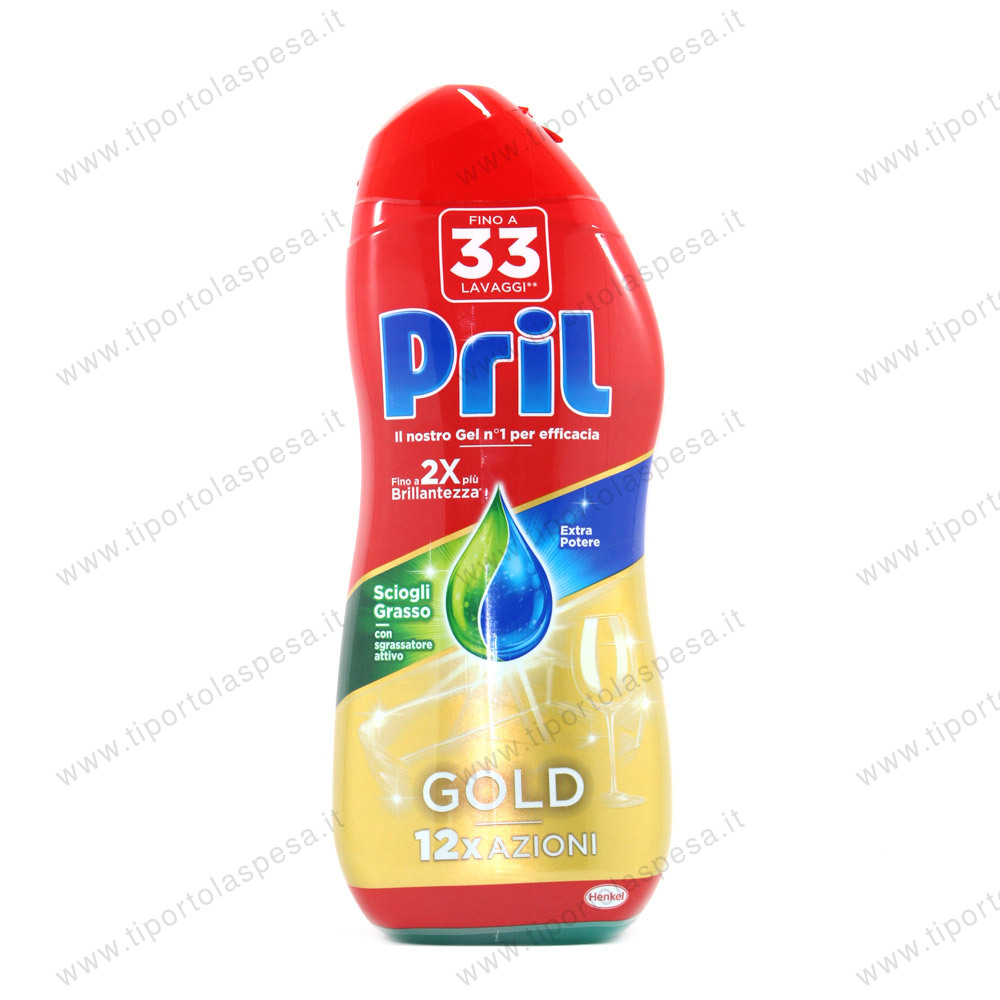 Detersivo liquido lavastoviglie gel Pril gold sgrassatore 33 lavaggi ml.600