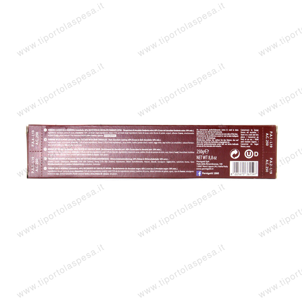 Torrone Amor Pernigotti con mandorle e cioccolato fondente gr.250 - immagine 2