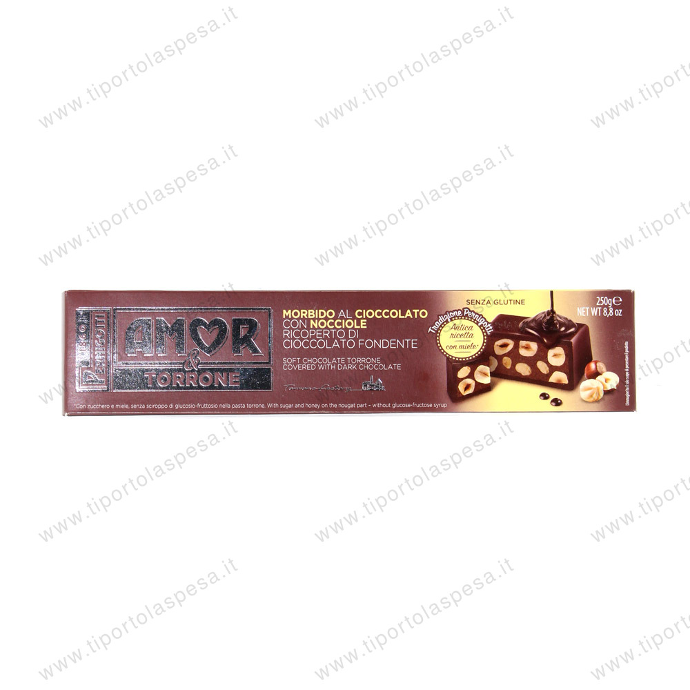 Torrone morbido Amor Pernigotti con nocciole  e cioccolato fondente gr.250