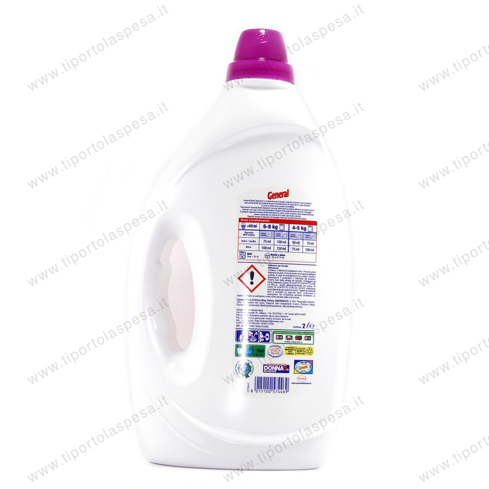 Detersivo liquido lavatrice General colore 40 lavaggi lt.2 - immagine 2