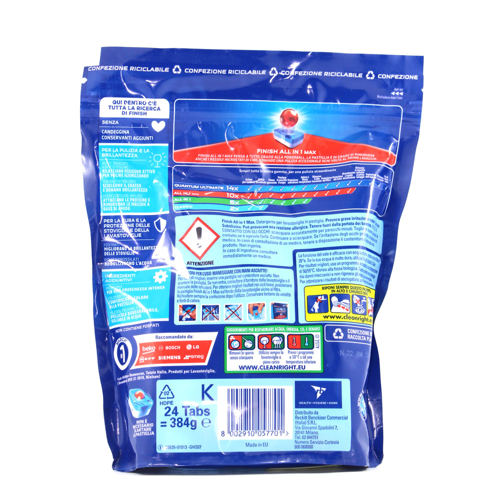 Pastiglie lavastoviglie Finish powerball all in 1 max - 24 tabs - immagine 2