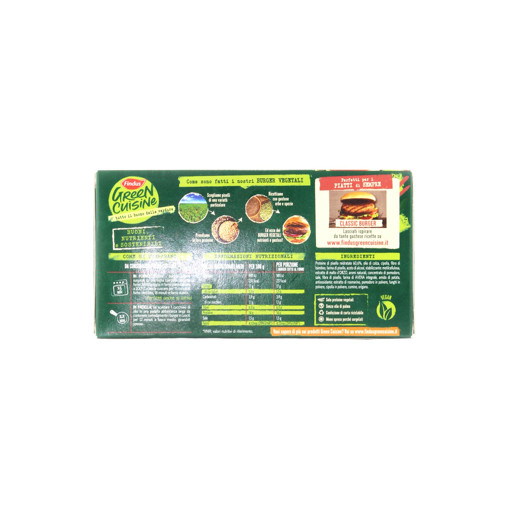 Burger vegetali green cusine no carne Findus x 2 gr.200 - immagine 3