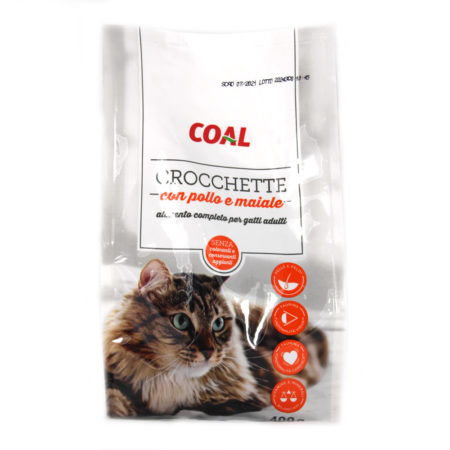 Crocchette pollo e maiale per gatti adulti gr.400 linea Coal
