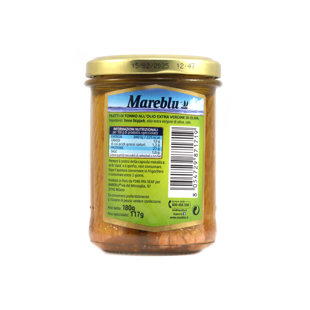 Filetto di tonno olio extra vergine oliva Mareblu vero sapore gr.180 - immagine 2