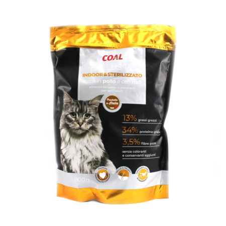 Crocchette per gatti adulti con pollo e riso gr.800 linea Coal
