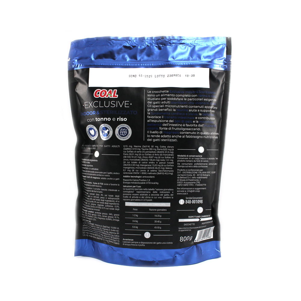 Crocchette per gatti adulti con tonno e riso gr.800 linea Coal - immagine 2