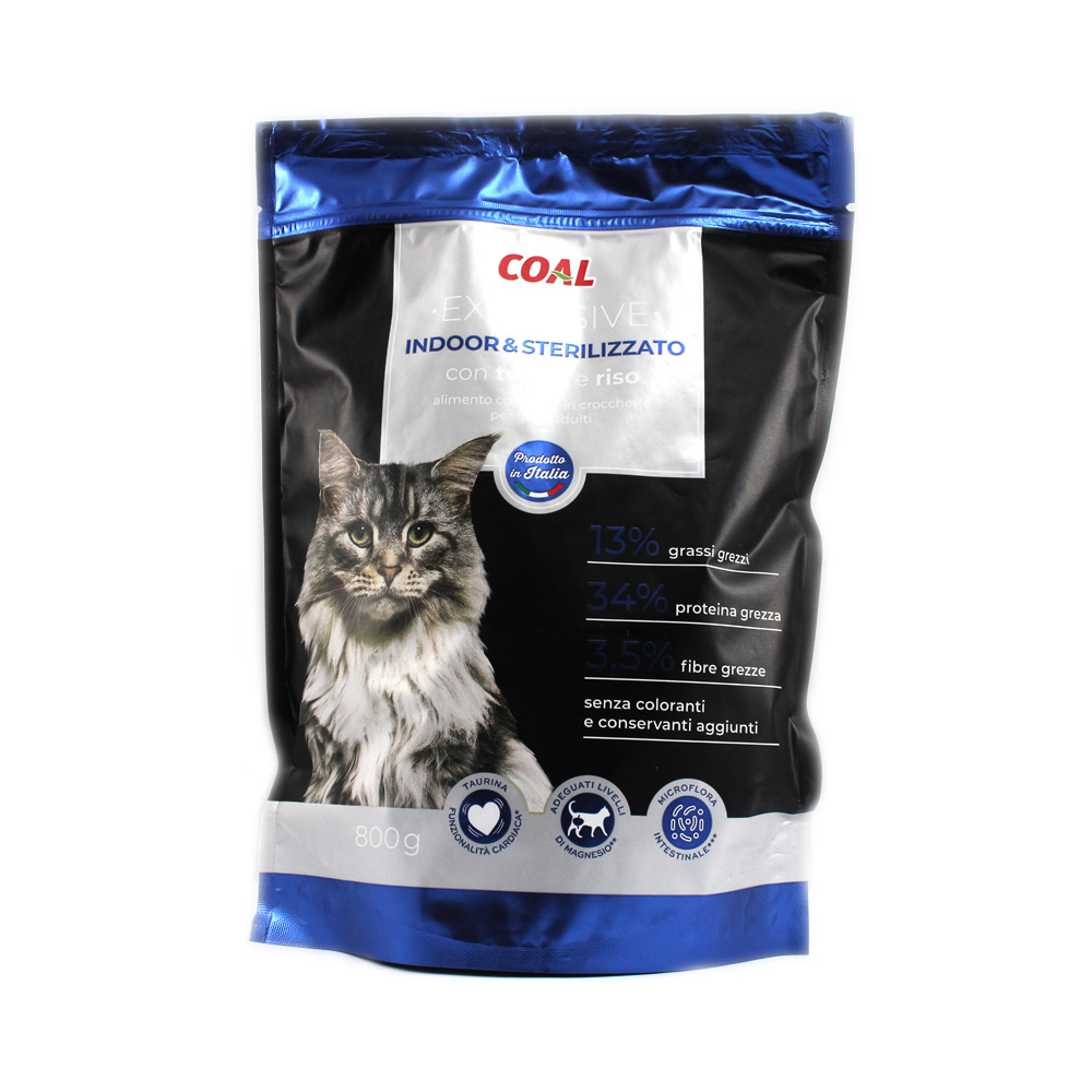 Crocchette per gatti adulti con tonno e riso gr.800 linea Coal