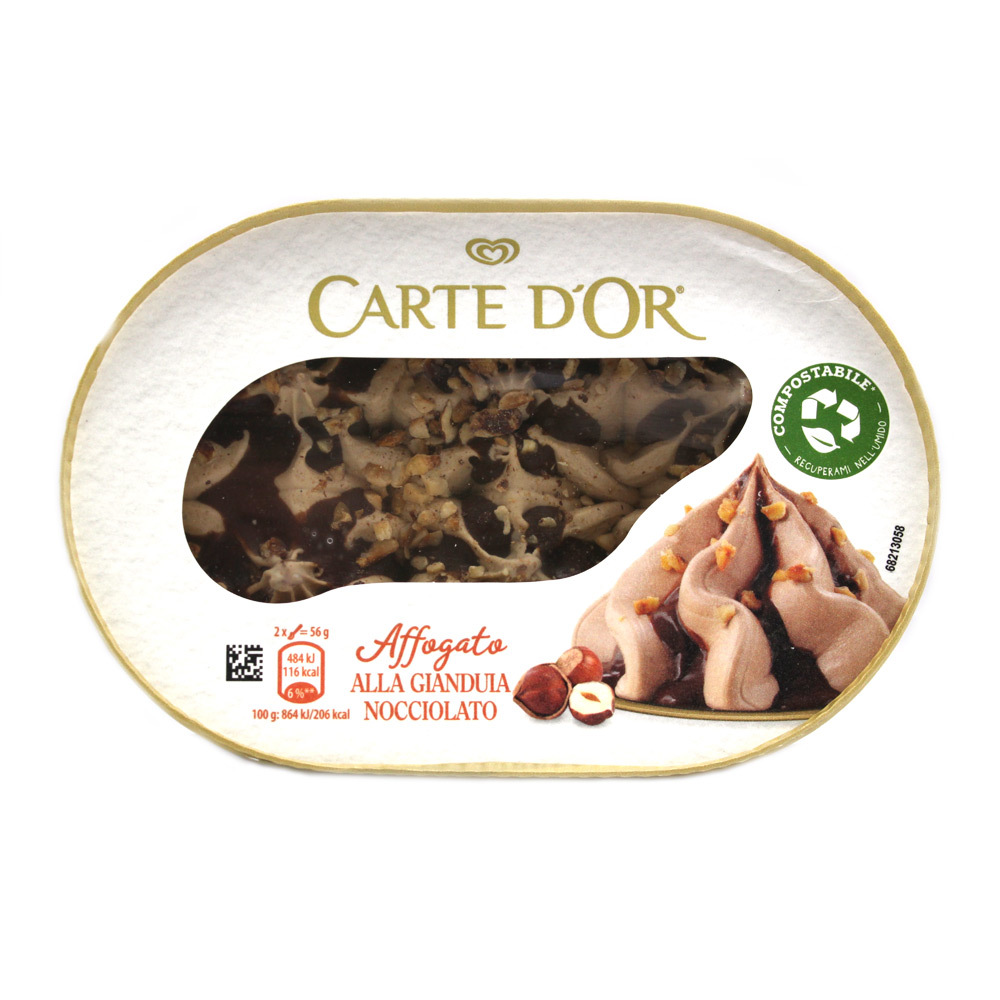 Vaschetta gelato affogato con gianduia nocciolato Carte D'Or gr.500