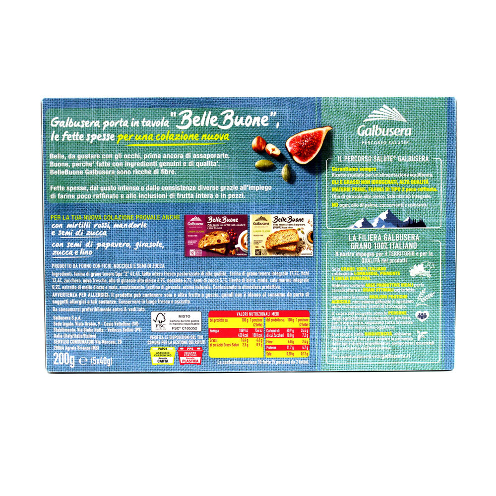 Fette Galbusera Belle Buone con fichi,nocciole e semi di zucca gr.200 - immagine 3