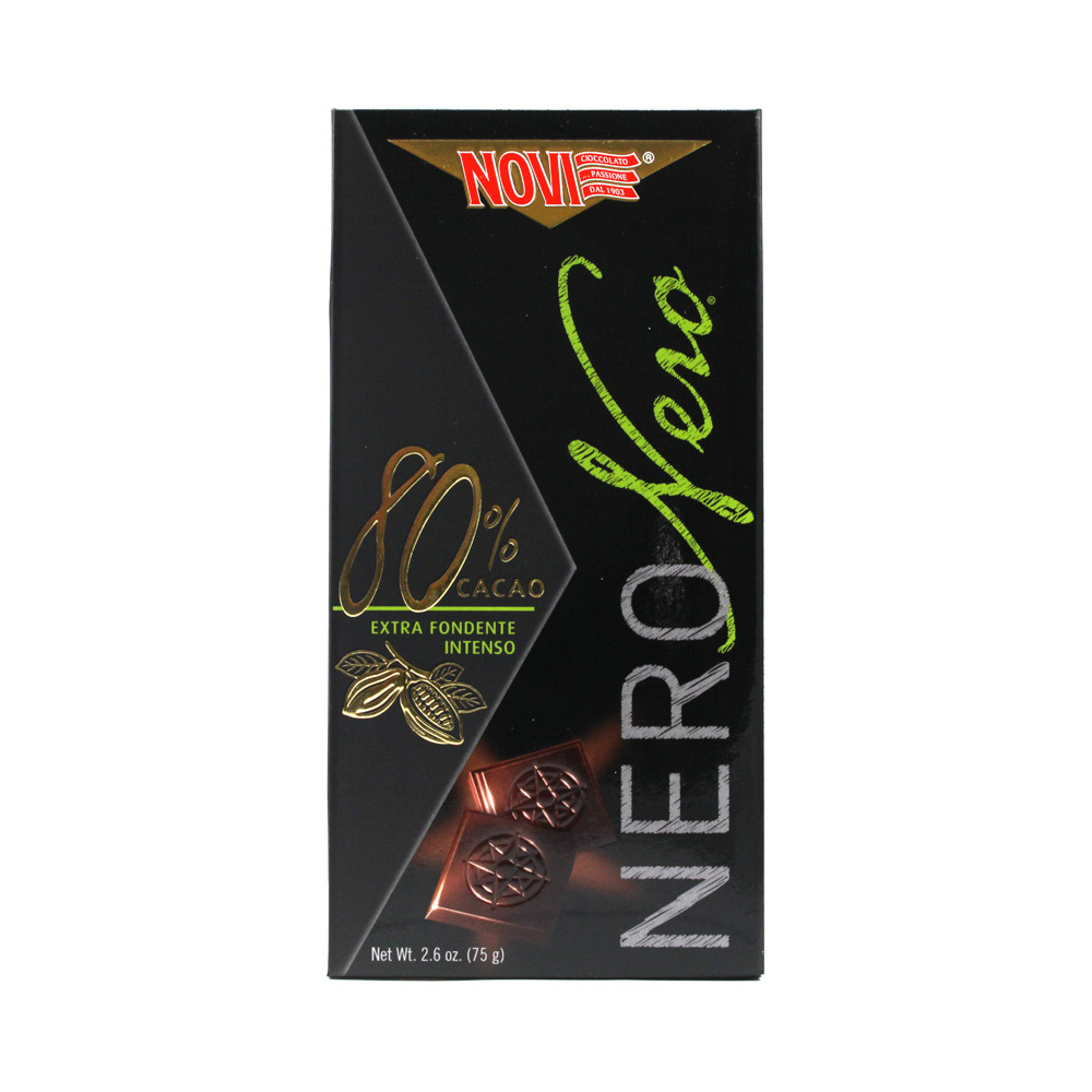 Tavoletta cioccolato Nero Novi 80% cacao fondente intenso gr.75