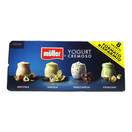 Yogurt cremoso nocciola,vaniglia,stracciatella e pistacchio Muller gr.125 x 8