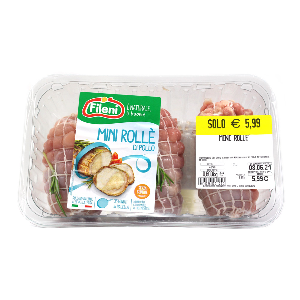 Mini rollè di pollo, tacchino e suino Fileni gr.600 - www.tiportolaspesa.it