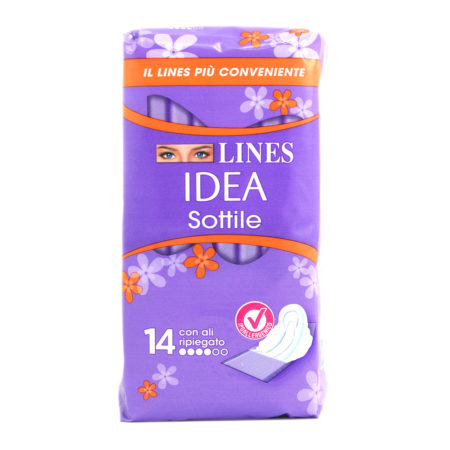 Assorbenti Lines Idea sottile con ali ripiegato x 14