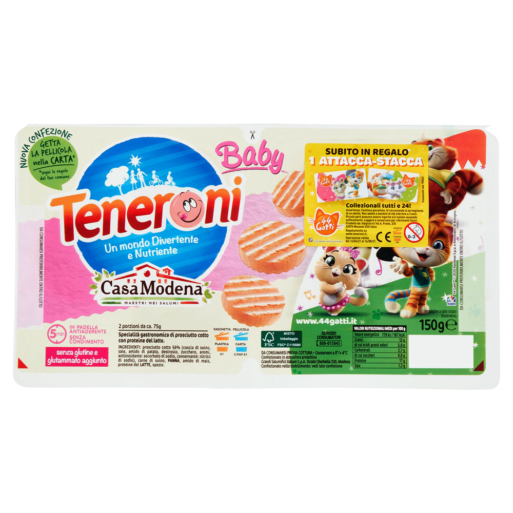 Preparato con prosciutto cotto Teneroni baby gr.150 www.tiportolaspesa.it
